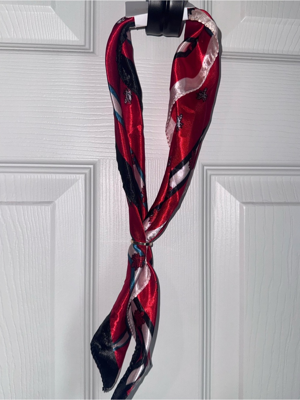 Red Satin Bee Print Scarf